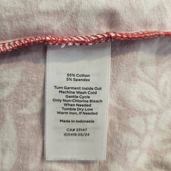 Talbots The Talbots Tee Womens XS Shirt L/S Floral Red White Stretch Casual - Picture 7 of 7